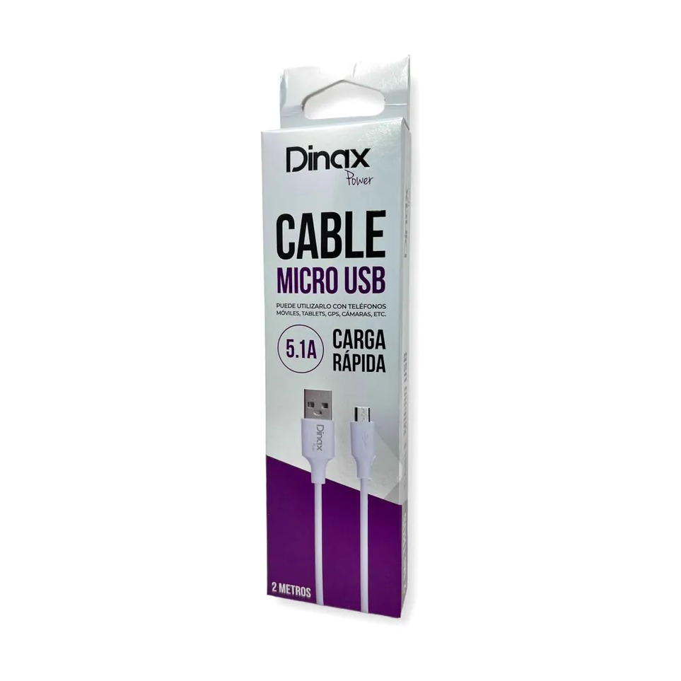[DX-2M46V8] Cable Micro Usb 2 Metros Carga Rápida 5.1a Dinax DX17V82M DINAX