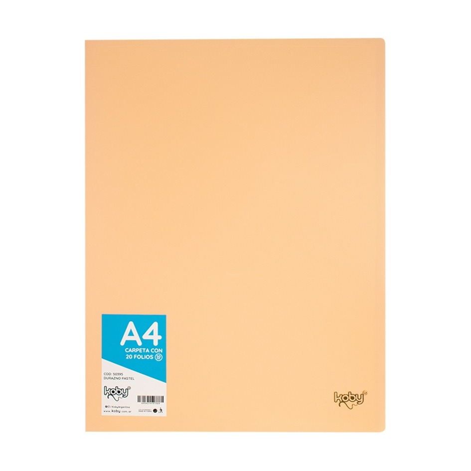 CARPETA  C/20 FOLIO A4 KOBY DURAZNO PASTEL