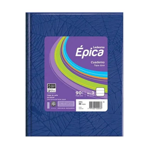 CUADER T/D X 48 EPICA 90GS FORR AZUL RAYA