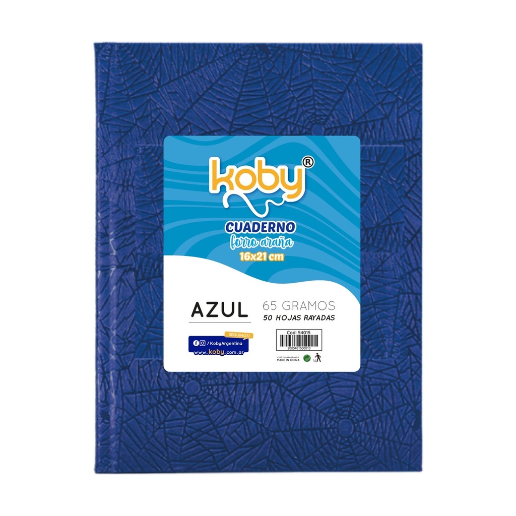 CUADER T/D X 50 KOBY RAYA ARAÑA 65GR AZUL