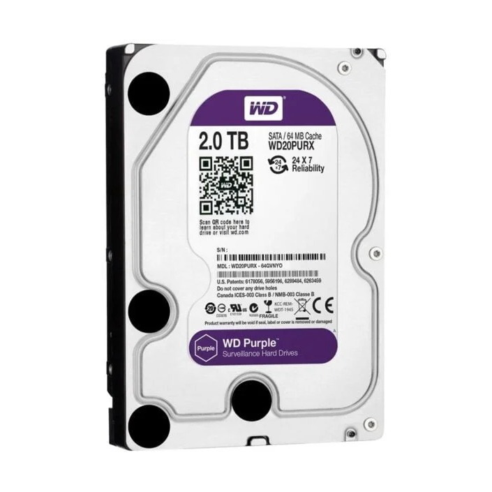 DISCO DURO 2TB WD SATA III 64 MB PURPLE (WD20PURZ) WD PURPLE