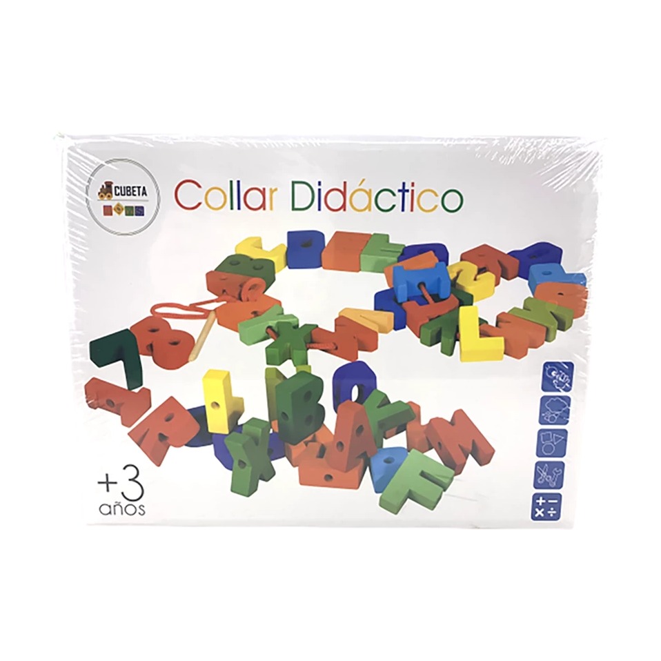 [MT07996] COLLAR DIDÁCTICO DE MADERA JUEGO PARA ENHEBRAR NÚMEROS Y LETRAS KIKIKEN