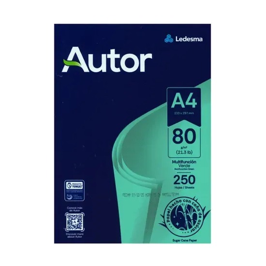 RESMA A4 80 GR 250HJ AUTOR COLOR VERDE