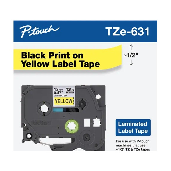 [TZE631] CINTA P/ROTU BROTHER TZE631 12MM NEGRO/AMARILLO