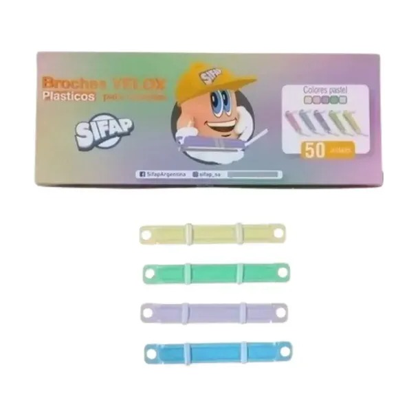 BROCHES VELOZ PLASTICOS PARA CARPETAS VS/COLORES PASTEL SIFAP