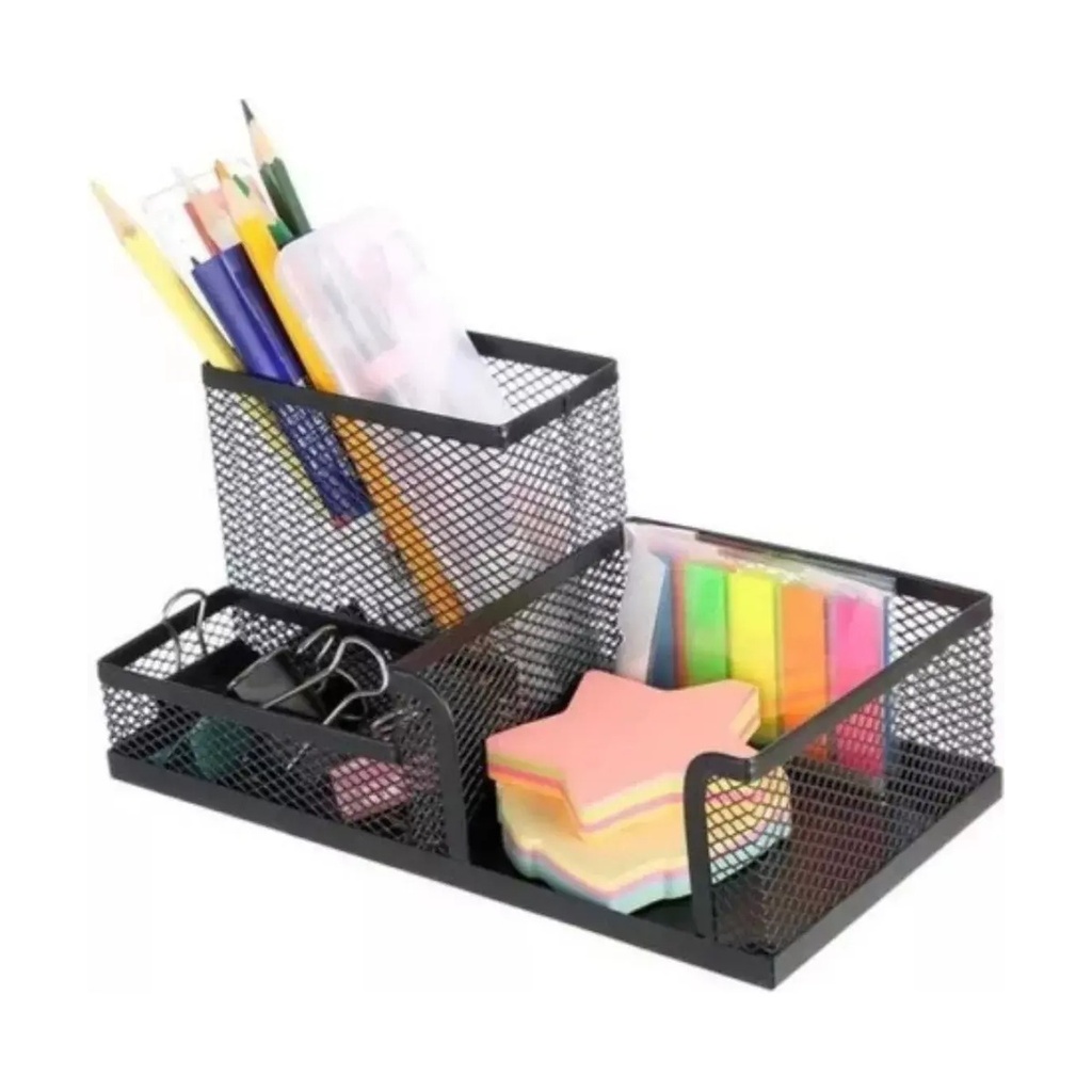 Organizador Escritorio Metal Malla Lapicero Porta Taco Clips Negro